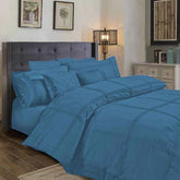 3 Pcs Box Pleated Duvet Set - Sky Blue